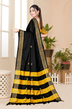 Black Self Golden Zari Pink Paithani Cotton Silk Saree