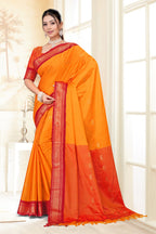 Gold & Red Paithani Cotton Silk Saree