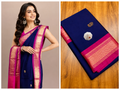 Navy Blue & Rani Pink Paithani Cotton Silk Saree