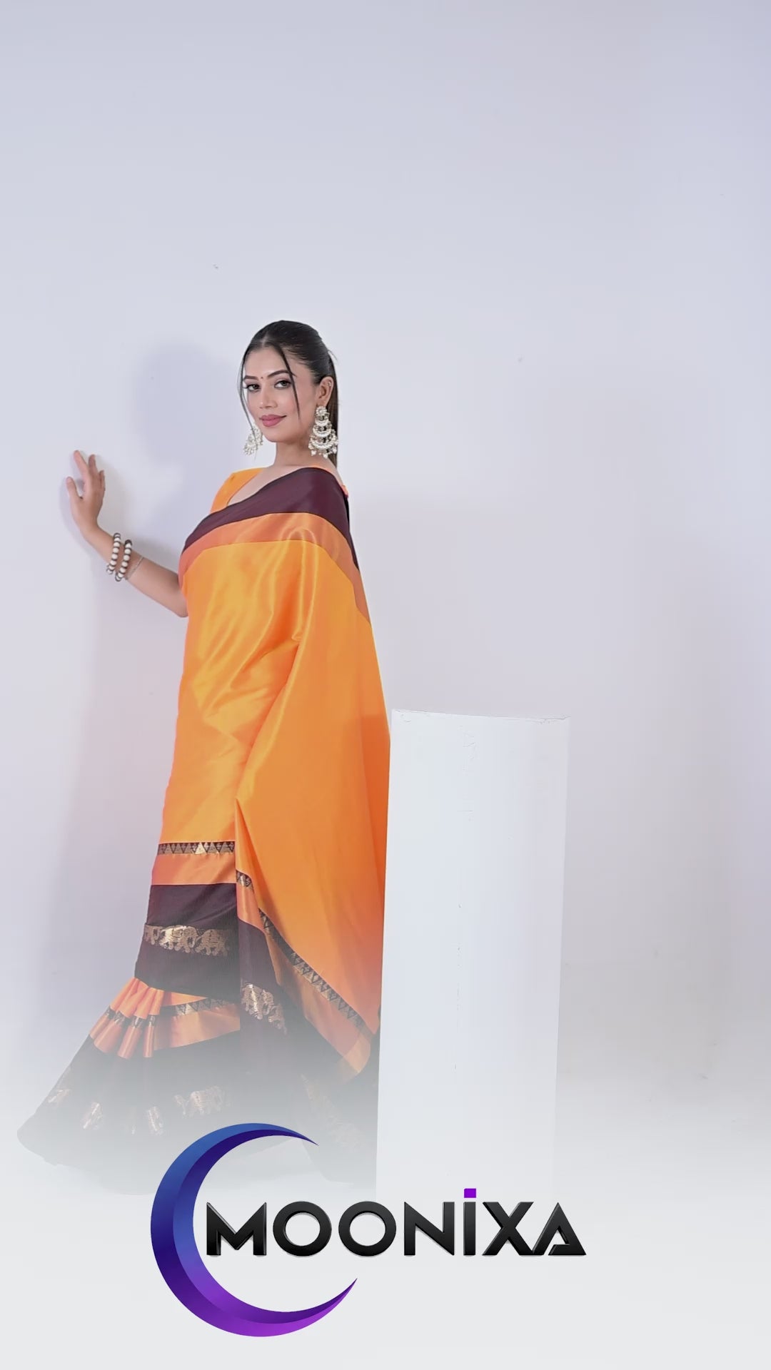 Turmeric Yellow & Coffee Hathi Design (Elephant) Cotton Silk Saree