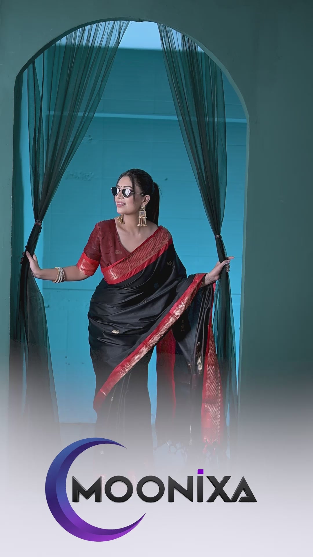 Black & Red Paithani Cotton Silk Saree